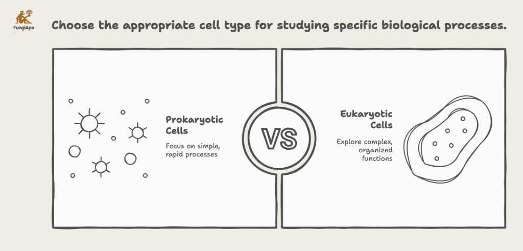 Choose the appropriate cell type for studying specific biological processes.